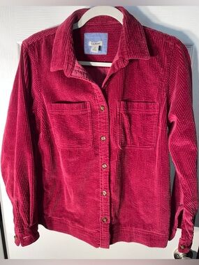 LL Bean Corduroy Women’s Small Petite Pockets Shirt Jacket Button Long Sleeve